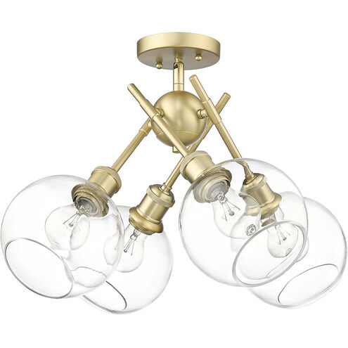 Axel 4 Light 24 inch Brushed Champagne Bronze Semi-Flush Ceiling Light in Clear Glass